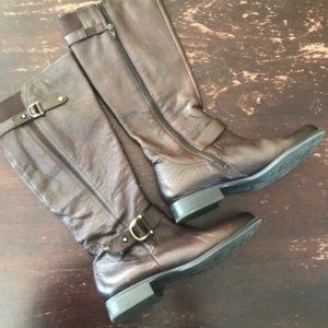 Naturalizer Brown Leather Wide Calf Boots 8W